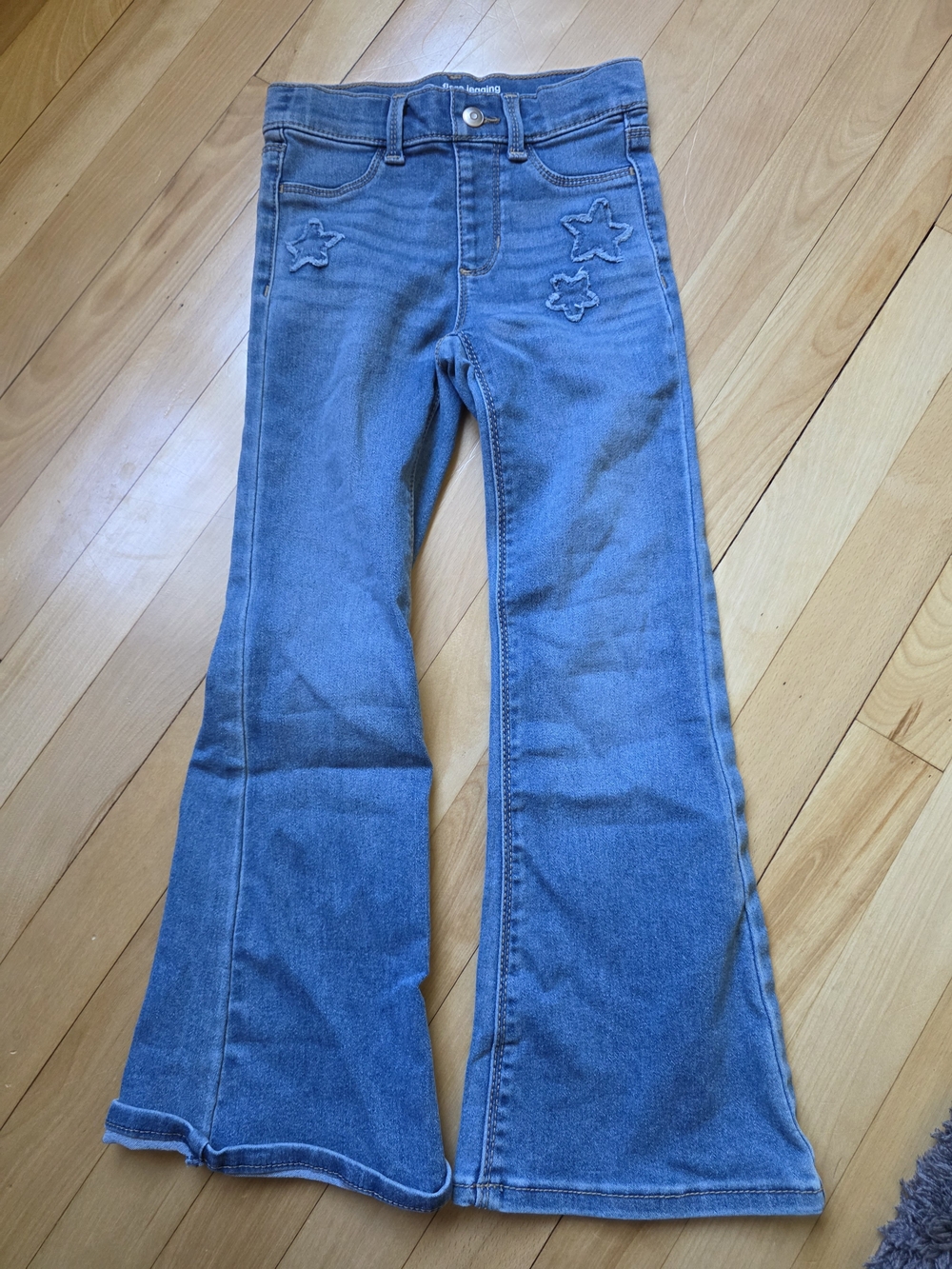 wonder nation Girls' Mid Blue Flare Jeans with Star Appliqués
